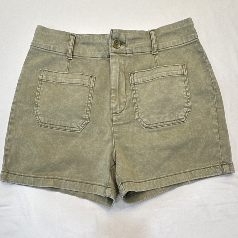 Bagatelle Womens EST. Sz 10/12 Green Twill Chino Shorts Stretch Pockets Flat EUC